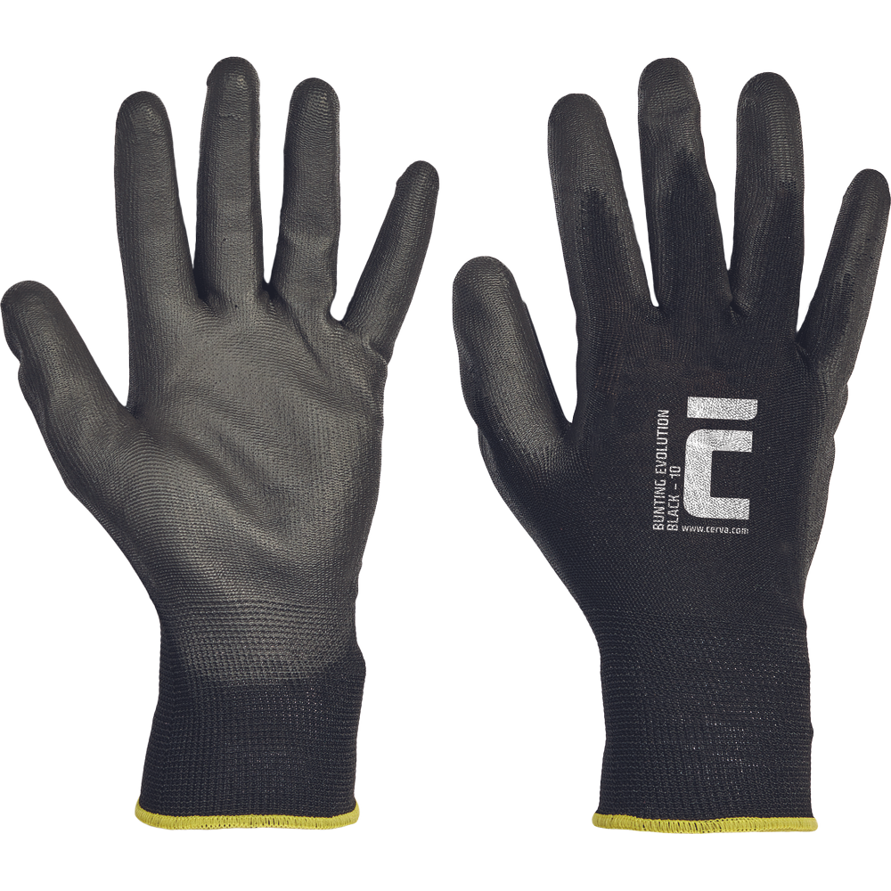 CERVA BUNTING BLACK werkhandschoenen PU-coating polyester